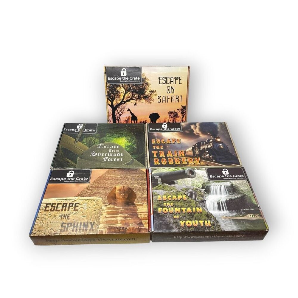 Escape The Crate Games 5 Boxes Sphinx Train Robbery Sherwood Forest Safari Youth
